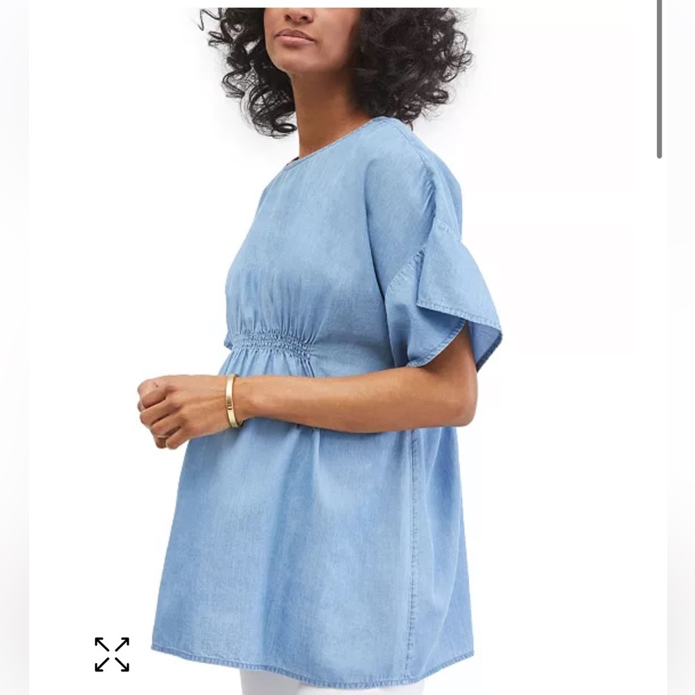 Motherhood Maternity Smocked Chambray Top